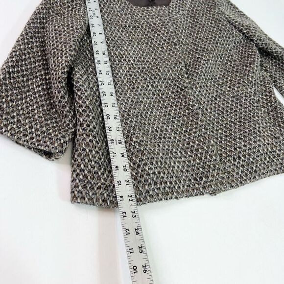 Eileen Fisher Sweater Womens PM Brown Cropped Knit Wool Alpaca Snap Front - Picture 5 of 12